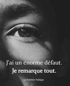 a man's eye with the words in french above it