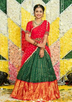 Dhavani Set, Langa Voni Half Saree, Puberty Function, Traditional Lehengas, Haldi Poses, Onam Outfits, Fancy Jumpsuit, Pattu Langa