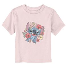 Ohana means family, and family means no tee gets left behind! Find the perfect style for your little one with this officially licensed Toddlers' Disney Lilo & Stitch Floral Alien Graphic T-Shirt! This fun design features a cute, distressed design of Stitch surrounded by beautiful colorful flowers that he found for you across the front. Celebrate a certain alien, otherwise known as Experiment 626 with new fabulous apparel from the incredible movie! Alien Graphic, Animated Clothes, Experiment 626, Cute Alien, Ohana Means Family, Sleeve Packaging, Disney Lilo, Graphic Tee Design, Toddler Boy Outfits