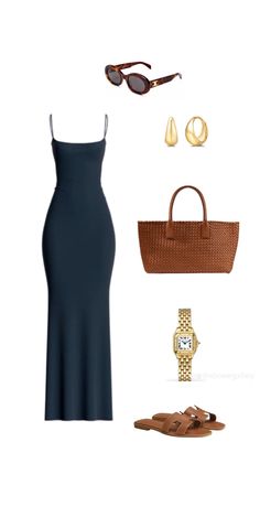 Blue Dress Classy, Gold Earing, Digital Content Creator, Brown Glasses, Mode Tips, Fest Outfits, Mode Zara, Effortlessly Chic Outfits, Classy Casual Outfits