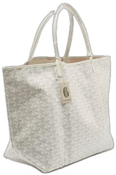 Designer White Coated Canvas Shoulder Bag, Designer White Coated Canvas Bags, Formal White Coated Canvas Bag, Formal White Coated Canvas Shoulder Bag, Elegant White Coated Canvas Bag, Elegant White Coated Canvas Bags, Goyard Bag, Bags Tote, Luxury Closet