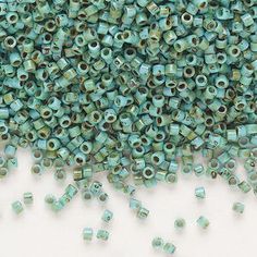 Seed bead, Delica®, glass, opaque Picasso turquoise blue, (DB2264), #11 round. Sold per 7.5-gram pkg. Turquoise Blue, Seed Bead, Seed Beads, Seeds, Turquoise, Beads, Glass, Blue