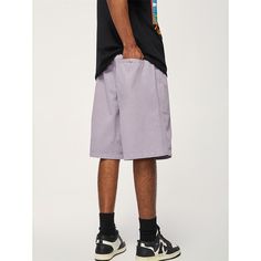 Loose Solid Color Wide-Leg Cargo Shorts Material: 100% Polyester Size: S, M, L, Color: Khaki Applicable Season: Spring, Summer Casual Baggy Shorts With Built-in Shorts, Casual Loose-fit Solid Color Shorts, Casually Loose-fitted Shorts, Casual Loosely Fitted Shorts, Casual Baggy Purple Pants, Purple Cotton Shorts With Pockets, Casual Shorts With Pockets And Loose Fit, Casual Baggy Bottoms With Built-in Shorts, Baggy Casual Shorts With Side Pockets