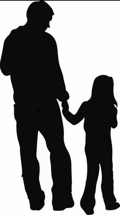 Father And Daughter Silhouette, Big Sister Kit, Tattoo Father, Otter Drawing, Holding Hands Drawing, Father Daughter Tattoos, Father Art, Silhouette Drawing