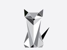 an animal made out of geometric shapes on a white background with black and grey colors