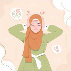 a woman wearing a hijab is holding her head with both hands and covering her eyes