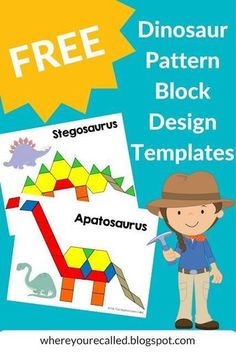 the free dinosaur pattern block design templates are great for kids to learn how to make them