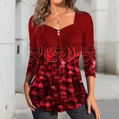 Season:Spring   Fall; Fabric:Polyester; Sleeve Length:Long Sleeve; Look After Me:Wet and Dry Cleaning,Washable,Machine wash; Gender:Women's; Style:Fashion; Elasticity:Micro-elastic; Tops Type:T shirt Tee; Occasion:Going out,Casual; Top Length:Regular; Fit Type:Regular Fit; Pattern:Heart,Floral; Design:Print,Button; Neckline:Square Neck; Listing Date:12/13/2023; Clothing Length:; Bust:; Length:; Sleeve:; Fit US Size:; Fit UK Size:; Fit EU Size:; Print Type:3D Print Fitted Heart Print Top For Valentine's Day, Fitted Long Sleeve Tops For Valentine's Day, Casual Red Tops For Valentine's Day, Fitted Red Tops With Heart Print, Fitted Red Heart Print Top, Fitted Red Top With Heart Print, Red Heart Print Tops For Fall, Red Heart Print Top For Valentine's Day, Going Out Fashion