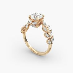 This beautiful nature inspired ring sparkles with marquise diamond vines throughout to perfectly compliment the center diamond of your choice Rings Engagement Flower, Flower Wedding Rings, Types Of Engagement Rings, Frog Wedding, Engagement Planning, Vine Engagement Ring, Engagement Plan, Flower Wedding Ring, Pretty Engagement Rings