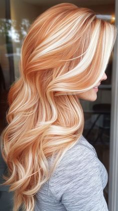 Blond Ginger Hair, Red Hair Blonde Highlights, Highlights Money Piece, Light Copper Hair, Celebrities Hairstyles, Light Red Hair, Ginger Blonde, Copper Blonde Hair