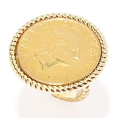 14k Gold Coin-shaped Jewelry, Elegant Engraved Coin Rings, 14k Gold Tarnish-resistant Coin Necklace, 14k Gold Coin-shaped Rings, Yellow Gold Coin-shaped Jewelry With Polished Finish, Luxury 14k Gold Tarnish-resistant Coin Necklace, Rope Ring, Rope Rings, Rope Design