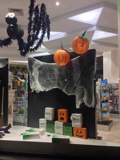 halloween decorations are on display in the store