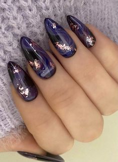 Dark Purple Nails, Unghie Nail Art, Fantasy Nails, Nail Art For Beginners, Her Nails, Nails 2023, Cat Kuku