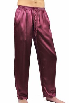 Men's Silk Pajama Pants with Pockets Burgundy Size Small. Elevate your lounge wear experience with the refinement and sophistication of genuine Mulberry silk, making lounging or bedtime a truly indulgent affair. Luxury weight, 16mm 100% silk pajama pants. Wide elastic draw string waist. Side pockets. No fly to gape open when sitting down. Hand or Machine wash on delicate, cold water, no bleach. Sizes: S(28-30), M(32-34), L(36-38), XL(40-42). See my other listings for the matching silk robe. Mens Silk Pajamas, Mens Pjs, Silk Pajama Pants, Men In Heels, Mens Pajama Pants, Silk Pajama, Loungewear Luxury, Open When, Silk Pajamas