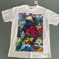 No Flaws/No Rips. Brand New With Tag. Spider-Man Vintage T-Shirt. See Pictures- Sold As Is A Good Gift White Short Sleeve Top With Character Print, White Character Print Top With Short Sleeves, White Short Sleeve Shirt With Character Print, White Crew Neck Shirt With Character Print, Spider Man Vintage, Venom T Shirt, Deadpool Shirt, Captain America Shirt, Casual Logo