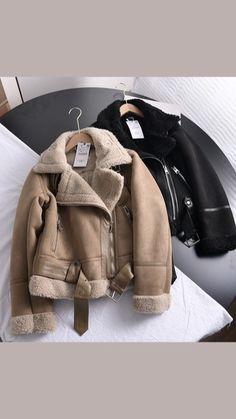 ♡ This SHEARLING SHEEPSKIN LEATHER JACKETS OUTWEAR is for sale in our shop: https://theshoeshop.storenvy.com ♡We ship worldwide! ♡ Just click the picture if you want to check our shop or buy this. Winter Beige Faux Leather Outerwear, Brown Coats, Cold Weather Attire, Lamb Jacket, Shag Jacket, Chic Outerwear, Traditional Jacket, Faux Shearling Jacket, Cold Weather Fashion