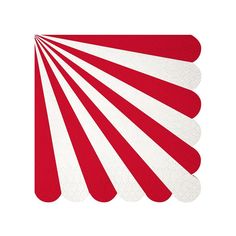 a red and white striped sticker on a white background