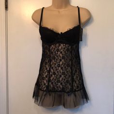 New With Tags Never Worn Black Camisole With Adjustable Straps, Sheer Underwire Camisole, Black Underwire Camisole With Lined Body, Black Underwire Camisole With Lace Trim, Black Lace Underwire Sleepwear, 2000s Clothes, Clothing Shopping, Digital Closet, Horror Game