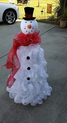 a snowman made out of plastic cups