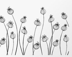 black and white drawing of flowers against a white background with text overlaying the image