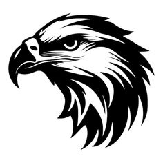 an eagle's head is shown in black and white