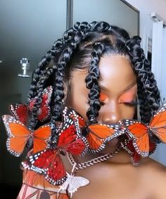 Afro Surrealism, Aesthetic Braids, Butterfly Braids, Outre Hair, Sending Love And Light, Braided Bangs, Sending Love, Fantasy Hair, Natural Hair Updo