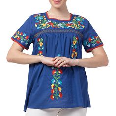 Raj Erina Embroidered Blouse Our Erina blouse is lightweight to keep you cool and comfortable with floral embroidery to add interest and detail to any outfit. Embroidery Inspiration, Embroidered Blouse, Blue Blouse, Floral Embroidery, Floral Tops, Fashion Clothes Women, Tunic Tops, Outfit Inspirations, Womens Tops