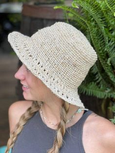 Crochet Sun Hat - Hemp Our 100% handmade hemp crochet sun hats are made from pure hemp yarn from Nepal. Perfect for summer...at the beach, pool, festival or just hanging around. They come in one size which fits most! As with many 100% hemp products they maybe slightly stiff, but soften and stretch over time. Features: 100% Hemp Crochet Sun hat and handmade in Nepal It has wire in the rim means you can shape the hat however you desire and flat pack it for easy storage or travel. One size which fi Cotton Sun Hat, Bohemian Crochet Hat With Curved Brim For Warm Weather, Vacation Crochet Hat With Curved Brim, Lightweight Crochet Hat For Warm Weather, Natural Crochet Hat With Curved Brim, Natural Curved Brim Crochet Hat, Brimmed Crochet Sun Hat In Natural Color, Natural Crochet Brimmed Sun Hat, Natural Toquilla Straw Crochet Hat For Warm Weather