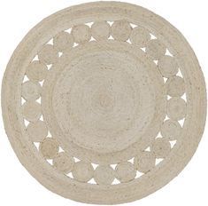 a round rug with circles on the bottom and sides in white, isolated against a white background