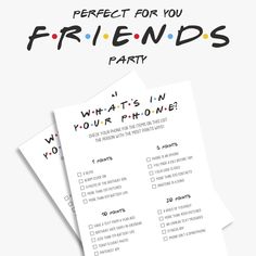 a friend's party checklist with the text perfect for you friends