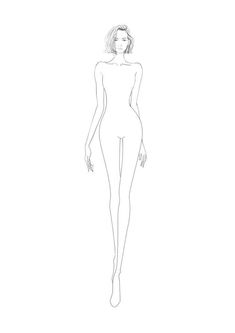 a drawing of a woman's body with her hands on her hips and legs crossed