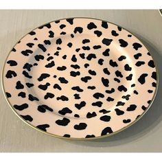 a plate with black and white spots on it