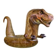 an image of a fake dinosaur with its mouth open