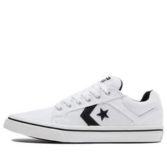 Converse El Distrito 2.0 Ox 167007C (SNKR/Skate/Unisex/Low Top/Non-Slip) White Skate Shoes With Vulcanized Sole, White Converse Casual Skate Shoes, White Casual Converse Skate Shoes, Casual White Converse Skate Shoes, White Converse Sporty Skate Shoes, White Sporty Converse Skate Shoes, Ox, Low Top, White And Black