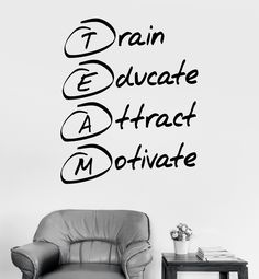 a wall decal with the words brain, educate, attract and motivate