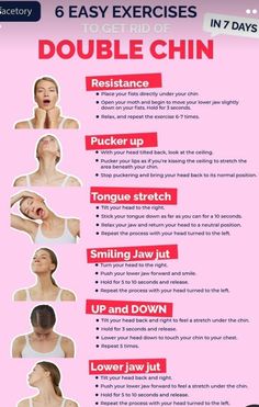 the instructions for how to do double chins in 6 easy exercises with pictures on it