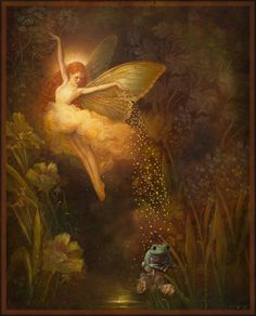 a painting of a fairy with a frog