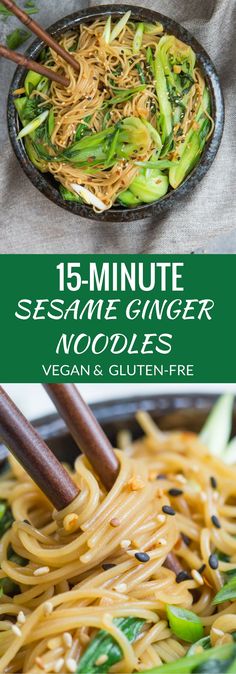 the cover of 15 minute sesame ginger noodles