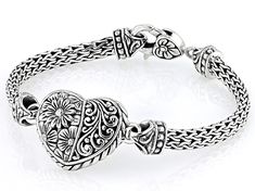 Artisan Collection of Bali™ Sterling Silver Heart Tulang Naga Bracelet. Measures Approximately 7.25"L x 0.73"W. Lobster claw Closure. Oxidized. Elegant Heart Shaped Bracelets With Sterling Silver Clasp, Elegant Sterling Silver Heart Bracelet With Lobster Clasp, Elegant Heart Bracelet With Sterling Silver Clasp, Elegant Heart-shaped Bracelet With Lobster Clasp, Sterling Silver Heart Bracelet, Silver Heart Bracelet, Popular Jewelry, Mens Accessories Jewelry, Sterling Silver Heart