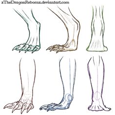 the legs and feet are drawn in three different ways, each with their own hands