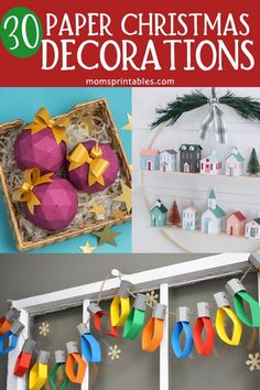 paper christmas decorations with text overlay that reads 30 paper christmas decorations