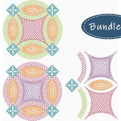 an image of a set of decorative designs for embroidery on fabric or paper, with the words bundle