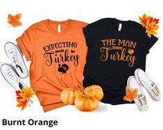 "*Expecting a little Turkey Couple Pregnancy Reveal Shirts fits like a well-loved favorite. Super soft cotton and excellent quality print make one to fall in love with it over and over again. Thanksgiving Pregnancy Announcement Shirts, Fall Baby Announcement Shirt FEATURES - Retail fit - 100% Soft cotton (fibre content may vary for different colors) - Light fabric (4.2 oz/yd² (142 g/m - Tear away label - Runs true to size CARE INSTRUCTIONS - Wash before first use. - Wash inside out with like col Thanksgiving Pregnancy Outfit, Turkey Couple, Thanksgiving Baby Announcement, Fall Baby Announcement, Thanksgiving Pregnancy Announcement, Baby Announcement Shirt, Baby Announcement Shirts, Pregnancy Reveal Shirt, Thanksgiving Baby