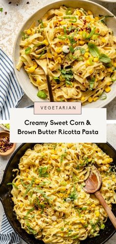 creamy sweet corn and brown butter ricotta pasta