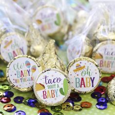 Taco 'about a Baby Shower Party Favor Stickers - 180 Count Taco About A Baby Shower Decorations, Gender Reveal Favors, Baby Shower Chocolate, Gender Reveal Decorations, Party Candy, Kiss Stickers