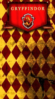 a red and yellow checkered background with the word gryffindor on it