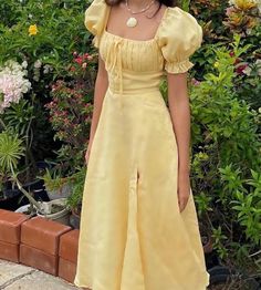 Sundress And Cardigan Outfit, Bday Dress Outfit, Birthday Inspired Outfits, Outfit Inspo For Birthday, Pastel Yellow Clothes, Pastel Yellow Outfits, Dress And Cardigan Outfit Summer, Teenager Outfits Dress, Yellow Sundress Aesthetic