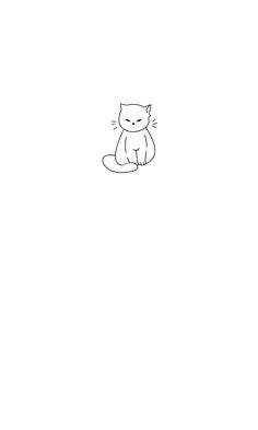 a black and white drawing of a cat sitting on the ground with its eyes closed