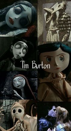 several different pictures of the characters in tim burton's animated movie, it looks like they