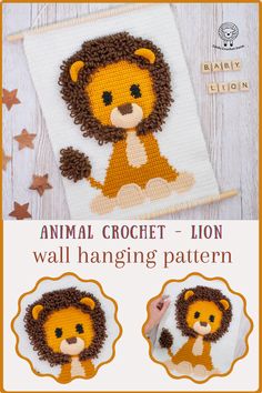 an animal crochet lion wall hanging pattern